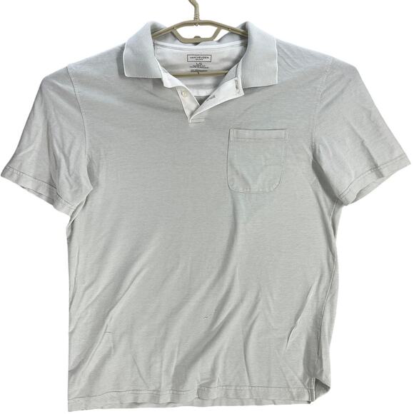 Van Heusen Polo Shirt Mens Size L Gray White Classic Fit Short Sleeve FLAW - Picture 1 of 7